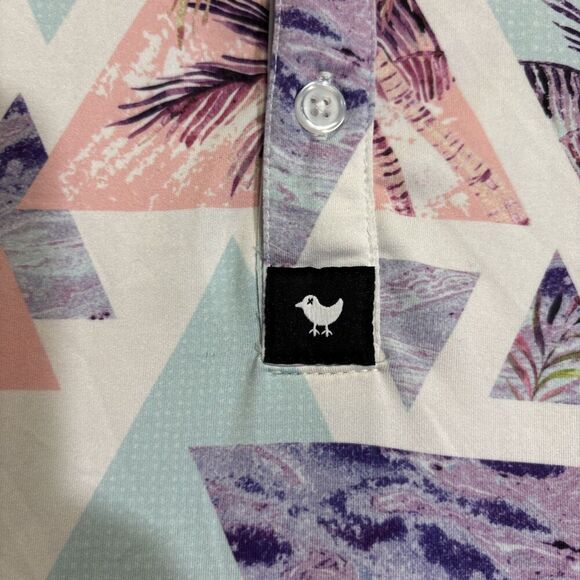 Bad Birdie Polo Shirt Men's Large Triangle Geometric Palm Tree Performance Golf - Picture 9 of 16